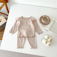 Load image into Gallery viewer, 2 Pieces Set Baby Kid Girls Solid Color Tops And Pants Wholesale 23101906
