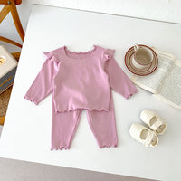 Load image into Gallery viewer, 2 Pieces Set Baby Kid Girls Solid Color Tops And Pants Wholesale 23101906
