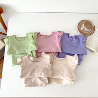 Load image into Gallery viewer, 2 Pieces Set Baby Kid Girls Solid Color Tops And Pants Wholesale 23101906
