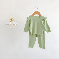 Load image into Gallery viewer, 2 Pieces Set Baby Kid Girls Solid Color Tops And Pants Wholesale 23101906
