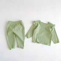 Load image into Gallery viewer, 2 Pieces Set Baby Kid Girls Solid Color Tops And Pants Wholesale 23101906

