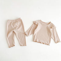 Load image into Gallery viewer, 2 Pieces Set Baby Kid Girls Solid Color Tops And Pants Wholesale 23101906
