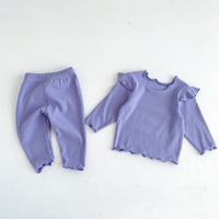 Load image into Gallery viewer, 2 Pieces Set Baby Kid Girls Solid Color Tops And Pants Wholesale 23101906
