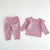 Load image into Gallery viewer, 2 Pieces Set Baby Kid Girls Solid Color Tops And Pants Wholesale 23101906
