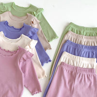 Load image into Gallery viewer, 2 Pieces Set Baby Kid Girls Solid Color Tops And Pants Wholesale 23101906
