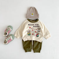 Load image into Gallery viewer, 2 Pieces Set Baby Kid Girls Boys Letters Cartoon Print Tops And Solid Color Pants Wholesale 23101908
