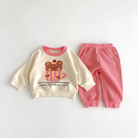 Load image into Gallery viewer, 2 Pieces Set Baby Kid Girls Boys Letters Cartoon Print Tops And Solid Color Pants Wholesale 23101908
