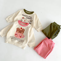 Load image into Gallery viewer, 2 Pieces Set Baby Kid Girls Boys Letters Cartoon Print Tops And Solid Color Pants Wholesale 23101908
