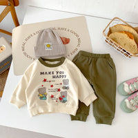 Load image into Gallery viewer, 2 Pieces Set Baby Kid Girls Boys Letters Cartoon Print Tops And Solid Color Pants Wholesale 23101908
