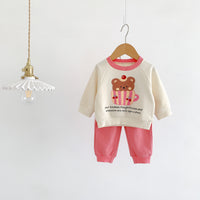 Load image into Gallery viewer, 2 Pieces Set Baby Kid Girls Boys Letters Cartoon Print Tops And Solid Color Pants Wholesale 23101908
