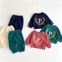 Load image into Gallery viewer, 2 Pieces Set Baby Kid Girls Boys Sports Letters Hoodies Sweatshirts And Solid Color Pants Wholesale 23101909
