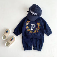 Load image into Gallery viewer, 2 Pieces Set Baby Kid Girls Boys Sports Letters Hoodies Sweatshirts And Solid Color Pants Wholesale 23101909
