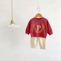 Load image into Gallery viewer, 2 Pieces Set Baby Kid Girls Boys Sports Letters Hoodies Sweatshirts And Solid Color Pants Wholesale 23101909
