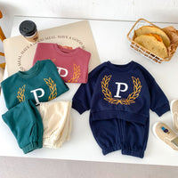 Load image into Gallery viewer, 2 Pieces Set Baby Kid Girls Boys Sports Letters Hoodies Sweatshirts And Solid Color Pants Wholesale 23101909
