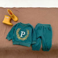 Load image into Gallery viewer, 2 Pieces Set Baby Kid Girls Boys Sports Letters Hoodies Sweatshirts And Solid Color Pants Wholesale 23101909
