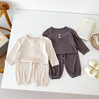 Load image into Gallery viewer, 2 Pieces Set Baby Kid Girls Boys Solid Color Tops And Pants Wholesale 23101911
