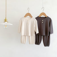 Load image into Gallery viewer, 2 Pieces Set Baby Kid Girls Boys Solid Color Tops And Pants Wholesale 23101911
