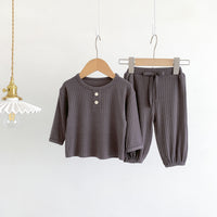 Load image into Gallery viewer, 2 Pieces Set Baby Kid Girls Boys Solid Color Tops And Pants Wholesale 23101911
