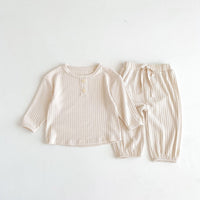 Load image into Gallery viewer, 2 Pieces Set Baby Kid Girls Boys Solid Color Tops And Pants Wholesale 23101911
