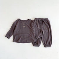 Load image into Gallery viewer, 2 Pieces Set Baby Kid Girls Boys Solid Color Tops And Pants Wholesale 23101911
