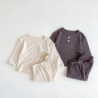 Load image into Gallery viewer, 2 Pieces Set Baby Kid Girls Boys Solid Color Tops And Pants Wholesale 23101911
