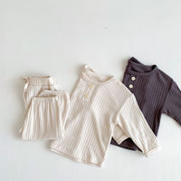 Load image into Gallery viewer, 2 Pieces Set Baby Kid Girls Boys Solid Color Tops And Pants Wholesale 23101911
