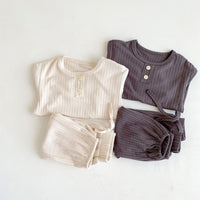 Load image into Gallery viewer, 2 Pieces Set Baby Kid Girls Boys Solid Color Tops And Pants Wholesale 23101911
