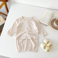 Load image into Gallery viewer, 2 Pieces Set Baby Kid Girls Boys Solid Color Tops And Pants Wholesale 23101911
