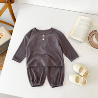 Load image into Gallery viewer, 2 Pieces Set Baby Kid Girls Boys Solid Color Tops And Pants Wholesale 23101911
