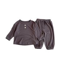 Load image into Gallery viewer, 2 Pieces Set Baby Kid Girls Boys Solid Color Tops And Pants Wholesale 23101911
