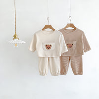Load image into Gallery viewer, 2 Pieces Set Baby Kid Girls Boys Solid Color Cartoon Tops And Pants Wholesale 23101912
