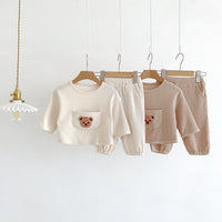 Load image into Gallery viewer, 2 Pieces Set Baby Kid Girls Boys Solid Color Cartoon Tops And Pants Wholesale 23101912
