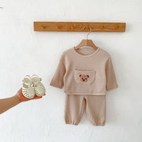 Load image into Gallery viewer, 2 Pieces Set Baby Kid Girls Boys Solid Color Cartoon Tops And Pants Wholesale 23101912

