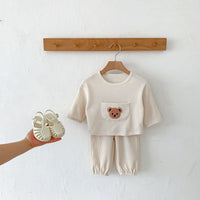 Load image into Gallery viewer, 2 Pieces Set Baby Kid Girls Boys Solid Color Cartoon Tops And Pants Wholesale 23101912
