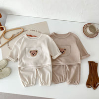 Load image into Gallery viewer, 2 Pieces Set Baby Kid Girls Boys Solid Color Cartoon Tops And Pants Wholesale 23101912
