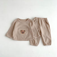 Load image into Gallery viewer, 2 Pieces Set Baby Kid Girls Boys Solid Color Cartoon Tops And Pants Wholesale 23101912

