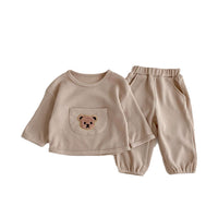Load image into Gallery viewer, 2 Pieces Set Baby Kid Girls Boys Solid Color Cartoon Tops And Pants Wholesale 23101912

