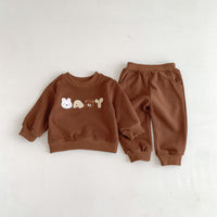 Load image into Gallery viewer, 2 Pieces Set Baby Kid Girls Boys Cartoon Hoodies Sweatshirts And Solid Color Pants Wholesale 23101913
