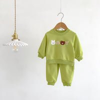 Load image into Gallery viewer, 2 Pieces Set Baby Kid Girls Boys Cartoon Hoodies Sweatshirts And Solid Color Pants Wholesale 23101913
