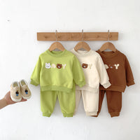 Load image into Gallery viewer, 2 Pieces Set Baby Kid Girls Boys Cartoon Hoodies Sweatshirts And Solid Color Pants Wholesale 23101913
