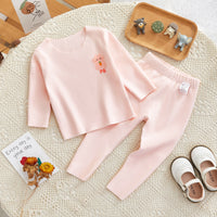 Load image into Gallery viewer, Baby Kid Girls Solid Color Letters Cartoon Sleepwears Wholesale 231019142
