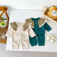 Load image into Gallery viewer, 2 Pieces Set Baby Kid Girls Flower Tops And Solid Color Pants Wholesale 23101916
