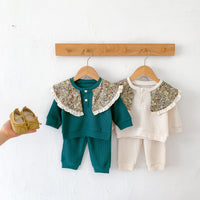 Load image into Gallery viewer, 2 Pieces Set Baby Kid Girls Flower Tops And Solid Color Pants Wholesale 23101916
