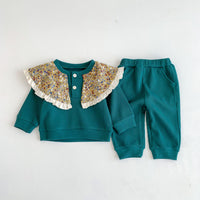 Load image into Gallery viewer, 2 Pieces Set Baby Kid Girls Flower Tops And Solid Color Pants Wholesale 23101916
