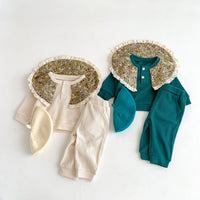 Load image into Gallery viewer, 2 Pieces Set Baby Kid Girls Flower Tops And Solid Color Pants Wholesale 23101916
