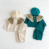 Load image into Gallery viewer, 2 Pieces Set Baby Kid Girls Flower Tops And Solid Color Pants Wholesale 23101916
