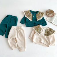 Load image into Gallery viewer, 2 Pieces Set Baby Kid Girls Flower Tops And Solid Color Pants Wholesale 23101916
