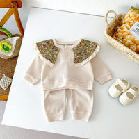 Load image into Gallery viewer, 2 Pieces Set Baby Kid Girls Flower Tops And Solid Color Pants Wholesale 23101916
