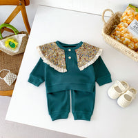 Load image into Gallery viewer, 2 Pieces Set Baby Kid Girls Flower Tops And Solid Color Pants Wholesale 23101916
