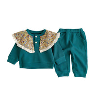 Load image into Gallery viewer, 2 Pieces Set Baby Kid Girls Flower Tops And Solid Color Pants Wholesale 23101916
